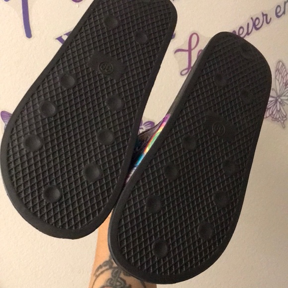 Black and Blue Slide Sandals with Vibrant Design - Picture 7 of 10